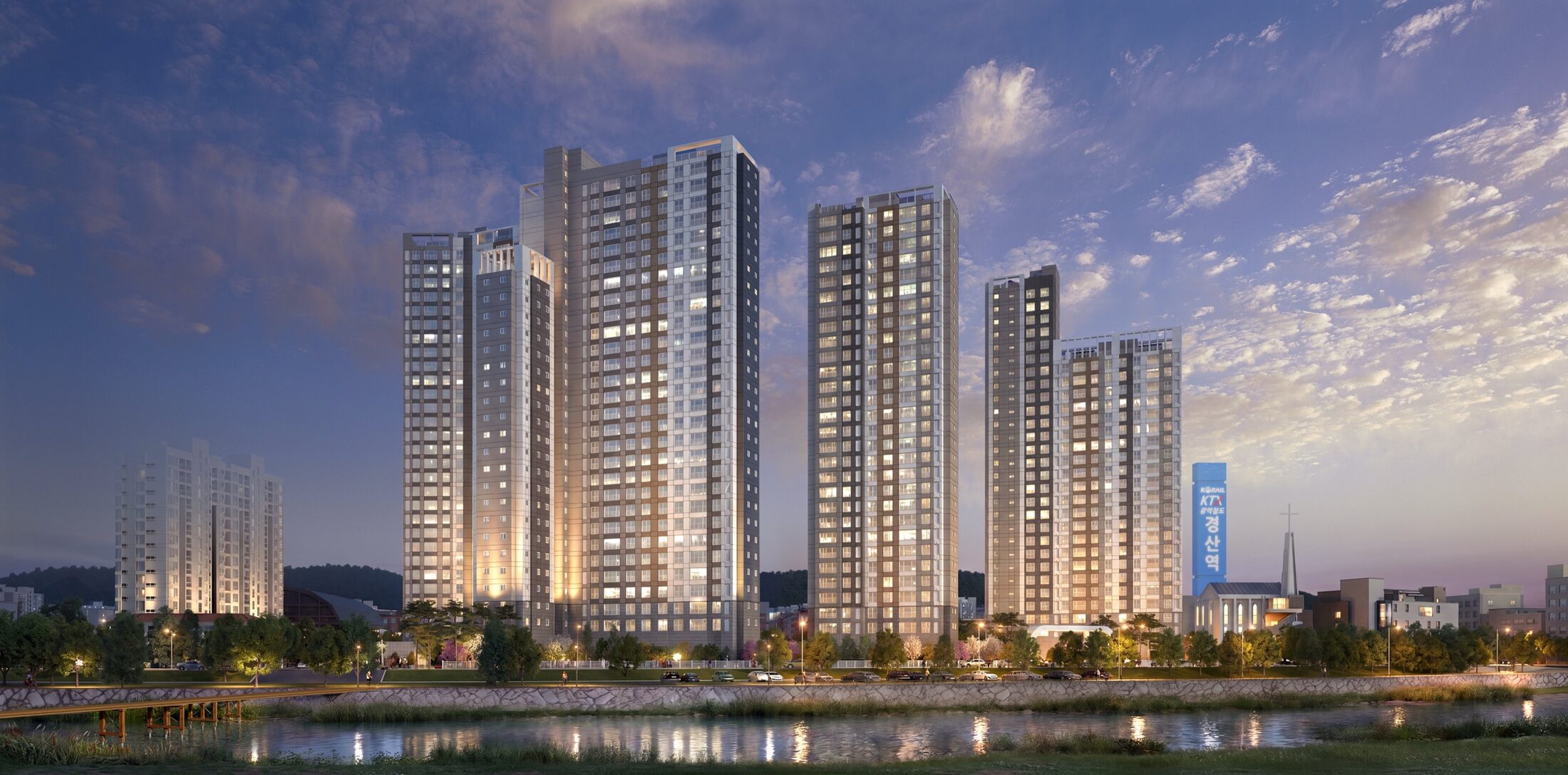 리첼 에듀포레 경산역 야경 조감도